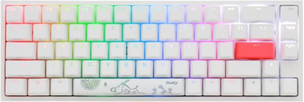 Teclado Mecanico Ducky One 2 Sf Teclas Blancas Blanco Interruptor Rojo Silencioso Ingles Pbt Doble Disparo Sin Costuras Caja Blanca Led Rgb